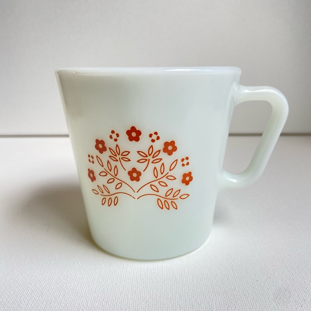 Vintage Pyrex Summer Impressions Ginger mug white milk glass with flowers 10 oz